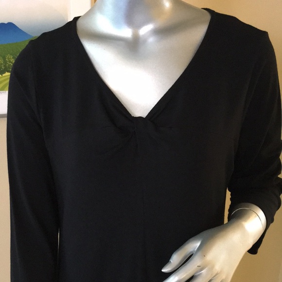 EILEEN FISHER | Solid Black Jersey Tunic Top 3/4 Length Sleeves - Picture 4 of 15